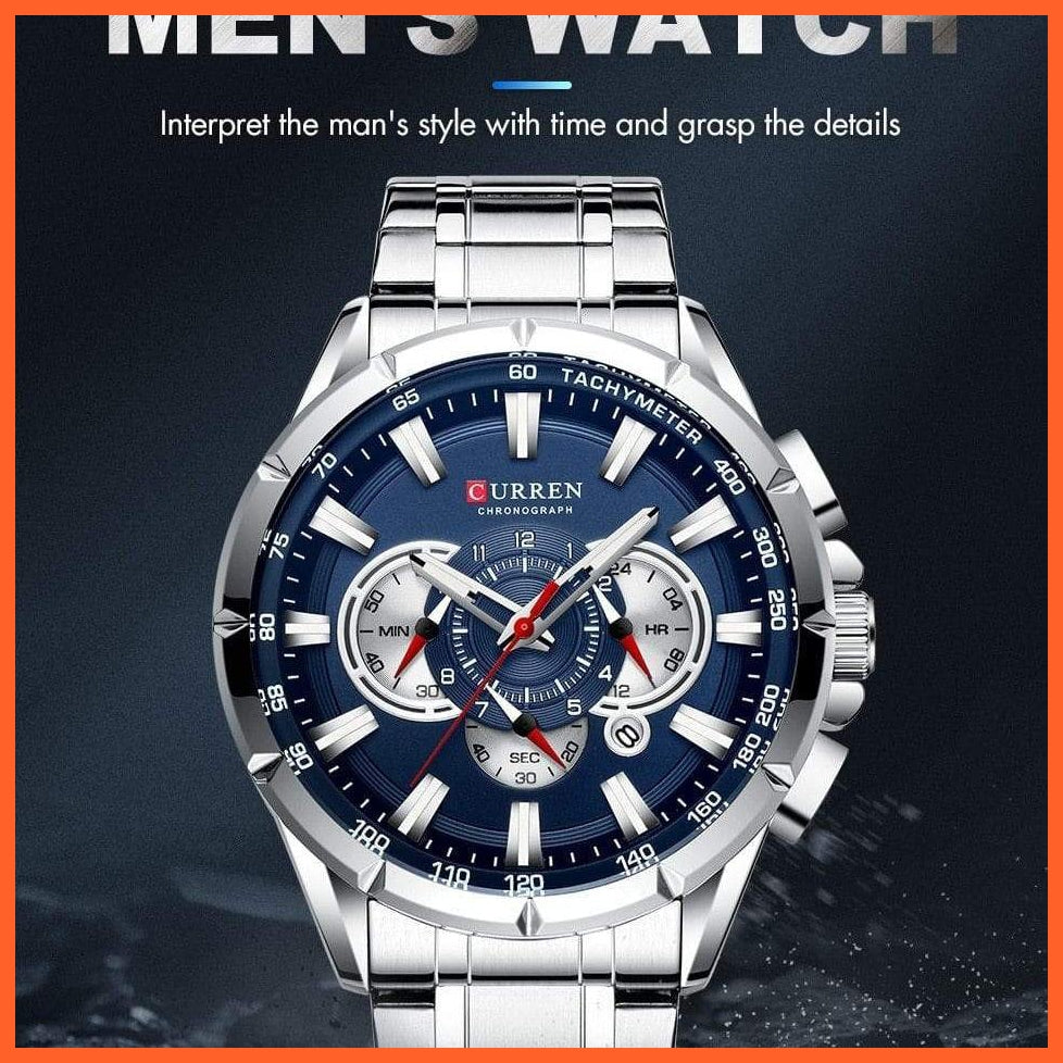 Mens Watches Top Brand Luxury Chronograph Quartz Men Watch Waterproof Sport Wrist Watch Men Stainless Steel Watch | whatagift.com.au.