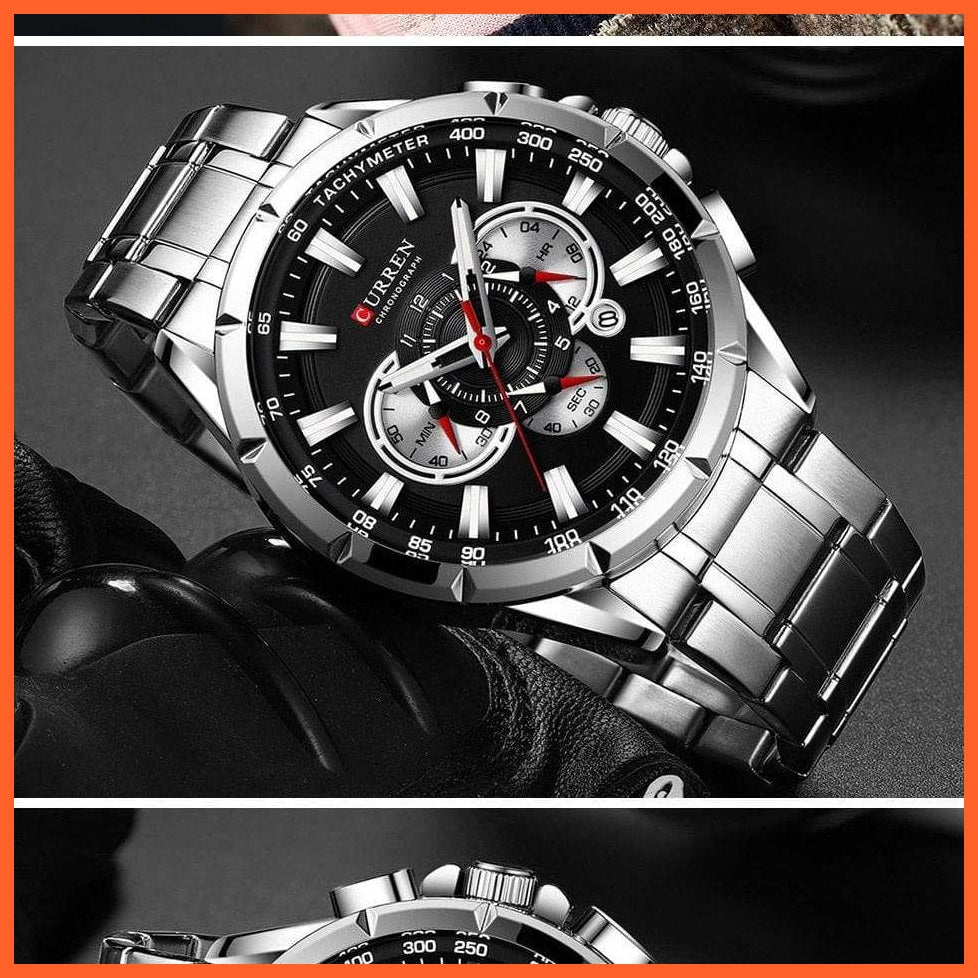 Mens Watches Top Brand Luxury Chronograph Quartz Men Watch Waterproof Sport Wrist Watch Men Stainless Steel Watch | whatagift.com.au.