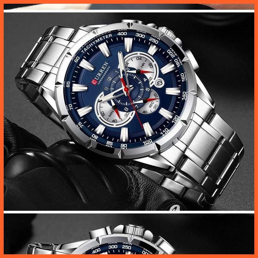 Mens Watches Top Brand Luxury Chronograph Quartz Men Watch Waterproof Sport Wrist Watch Men Stainless Steel Watch | whatagift.com.au.