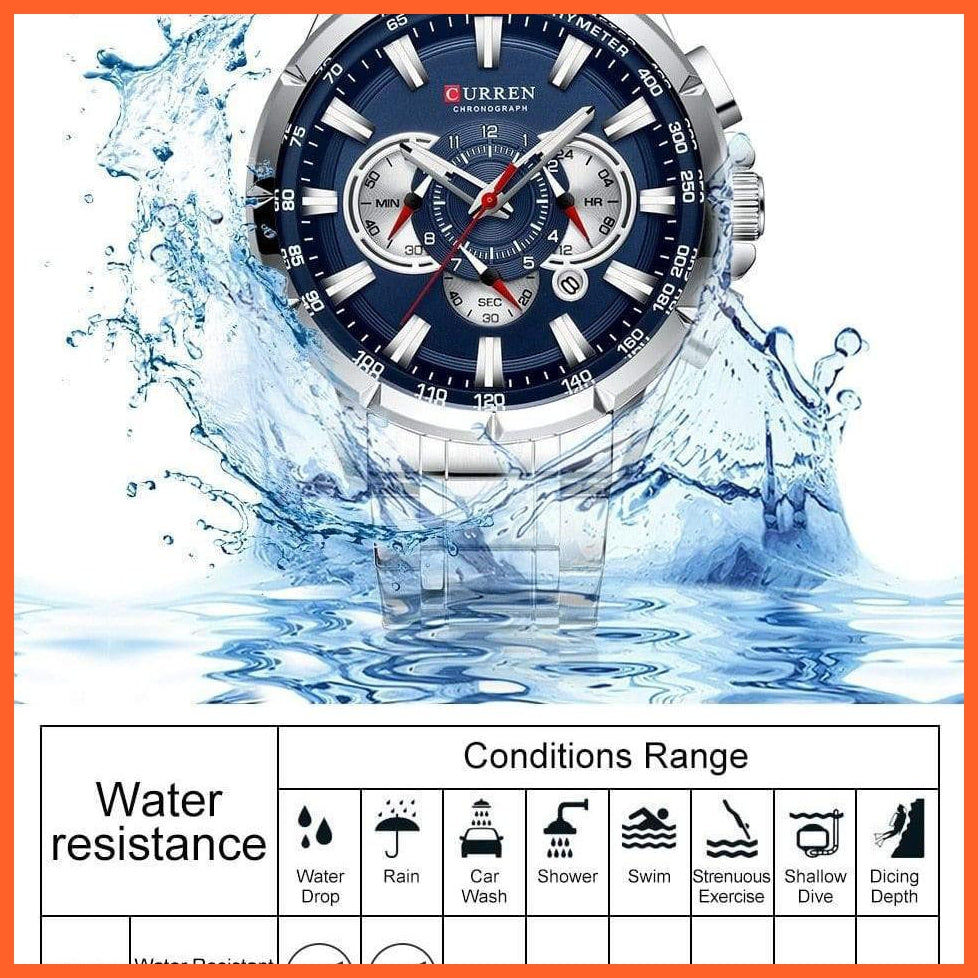 Mens Watches Top Brand Luxury Chronograph Quartz Men Watch Waterproof Sport Wrist Watch Men Stainless Steel Watch | whatagift.com.au.