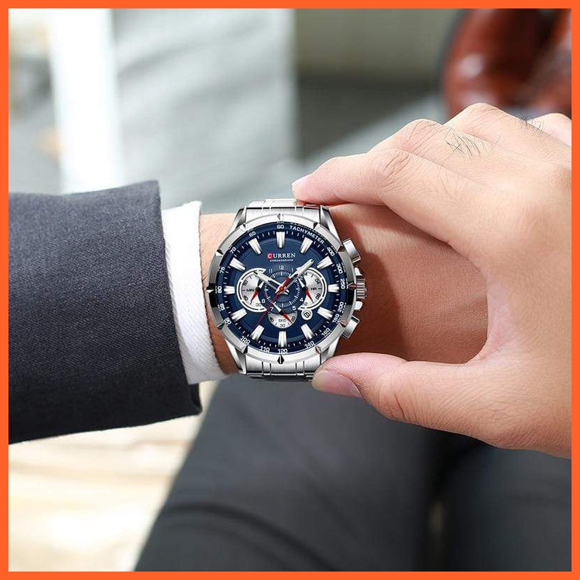 Mens Watches Top Brand Luxury Chronograph Quartz Men Watch Waterproof Sport Wrist Watch Men Stainless Steel Watch | whatagift.com.au.