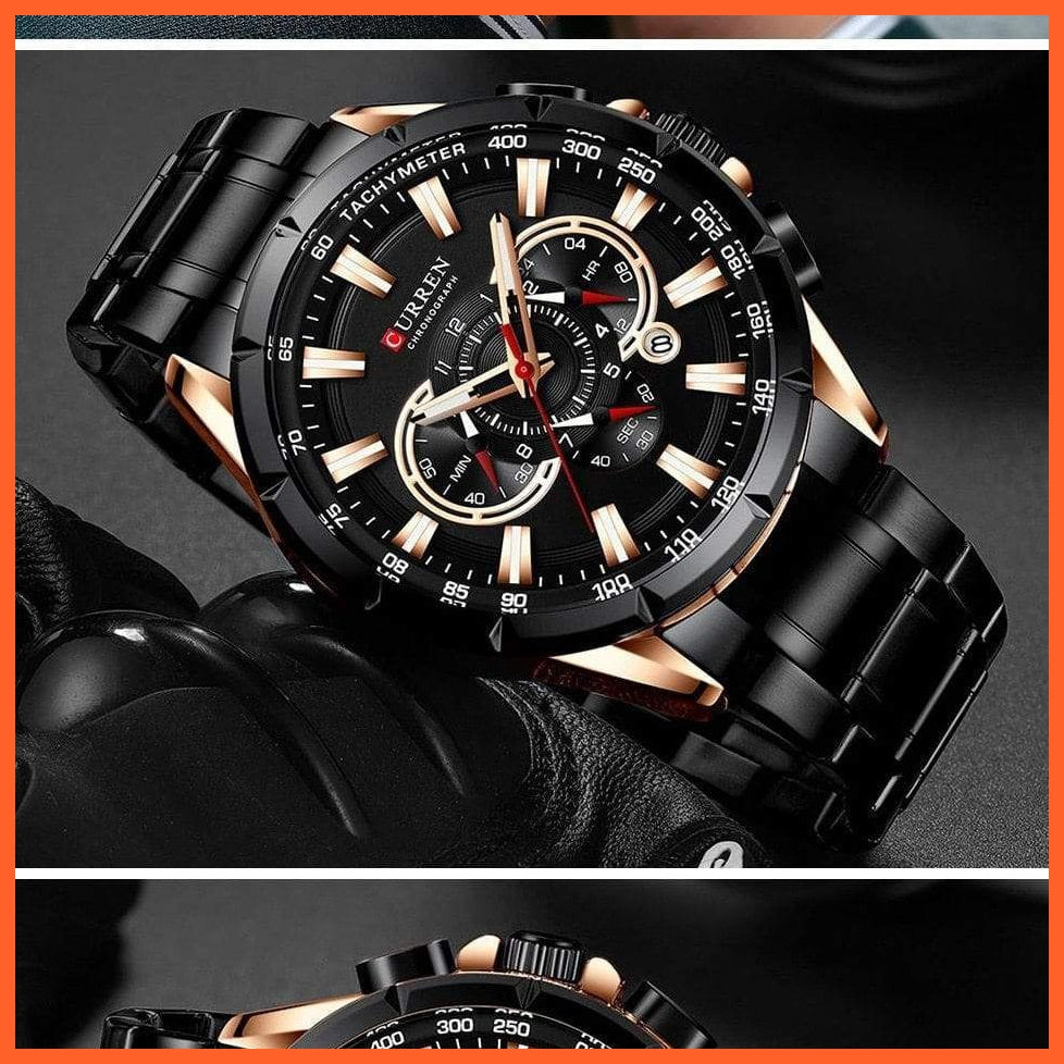 Mens Watches Top Brand Luxury Chronograph Quartz Men Watch Waterproof Sport Wrist Watch Men Stainless Steel Watch | whatagift.com.au.