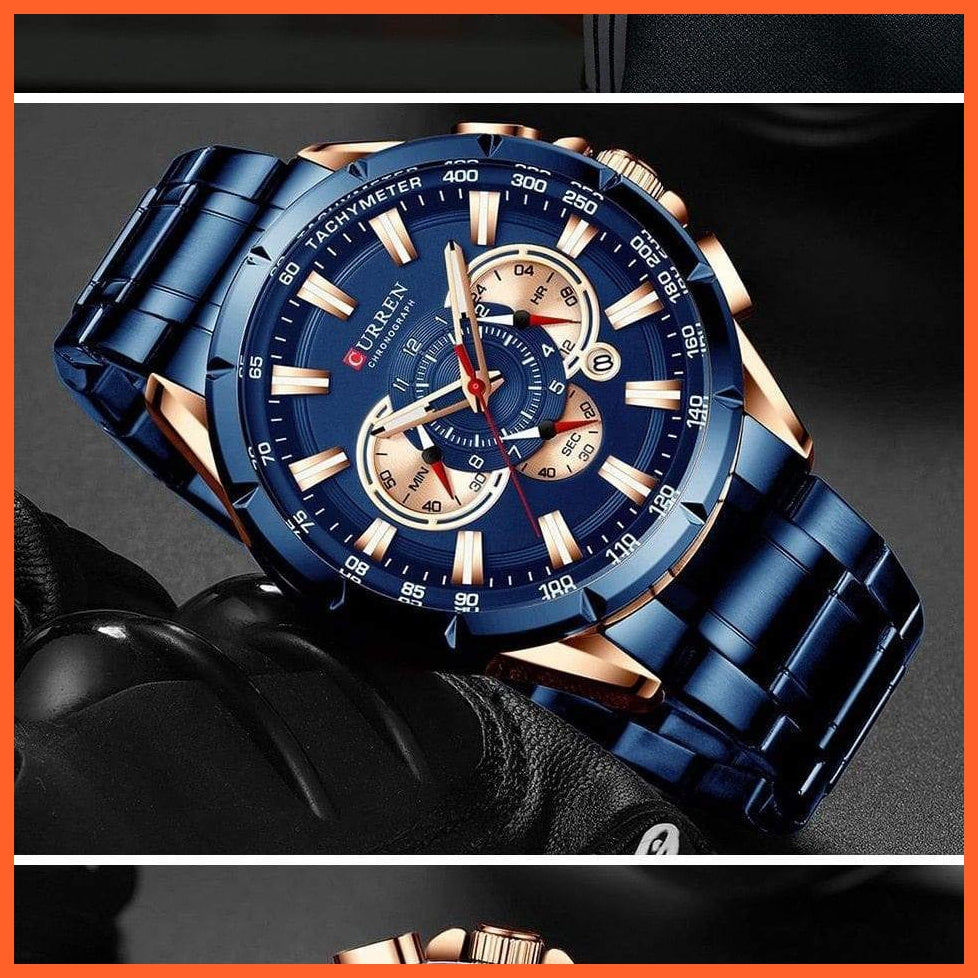 Mens Watches Top Brand Luxury Chronograph Quartz Men Watch Waterproof Sport Wrist Watch Men Stainless Steel Watch | whatagift.com.au.