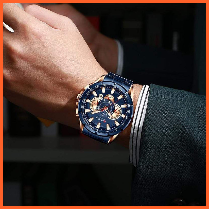 Mens Watches Top Brand Luxury Chronograph Quartz Men Watch Waterproof Sport Wrist Watch Men Stainless Steel Watch | whatagift.com.au.