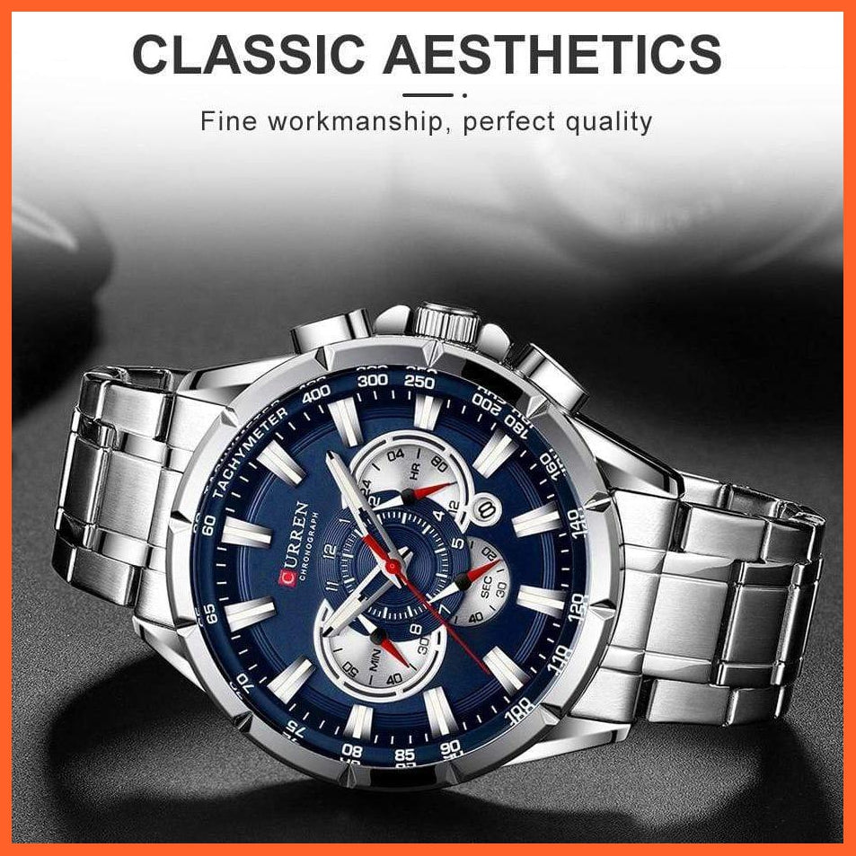 Mens Watches Top Brand Luxury Chronograph Quartz Men Watch Waterproof Sport Wrist Watch Men Stainless Steel Watch | whatagift.com.au.