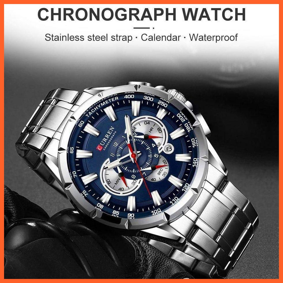 Mens Watches Top Brand Luxury Chronograph Quartz Men Watch Waterproof Sport Wrist Watch Men Stainless Steel Watch | whatagift.com.au.