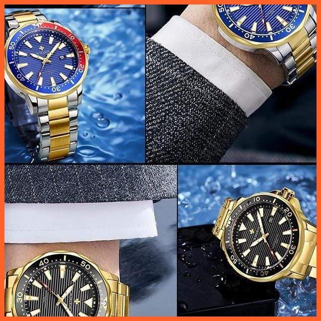 New Luxury Military Gold Watch Mens Sports Diver Quartz 30Atm Waterproof Luminous Date Wristwatches | whatagift.com.au.