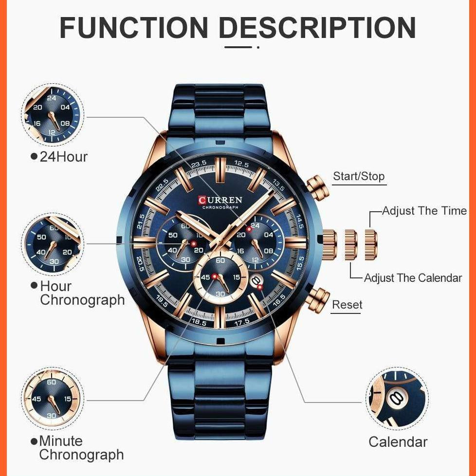 Top Brand Luxury Sports Quartz Mens Watches | Full Steel Waterproof Chronograph Mens Wristwatch | whatagift.com.au.