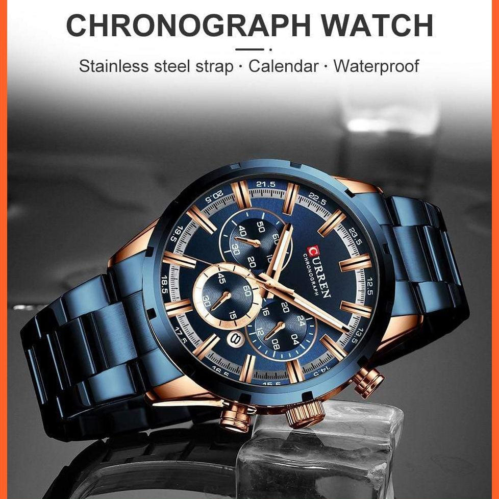 Top Brand Luxury Sports Quartz Mens Watches | Full Steel Waterproof Chronograph Mens Wristwatch | whatagift.com.au.