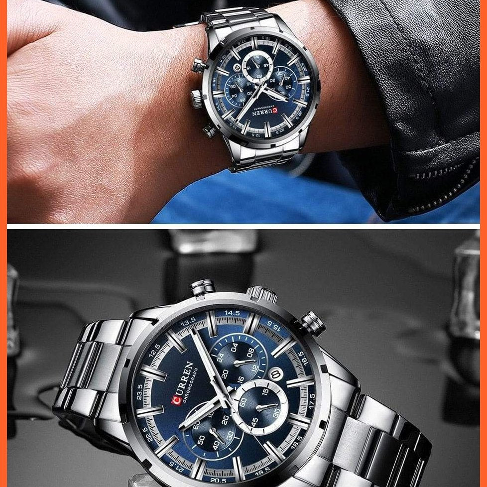 Top Brand Luxury Sports Quartz Mens Watches | Full Steel Waterproof Chronograph Mens Wristwatch | whatagift.com.au.