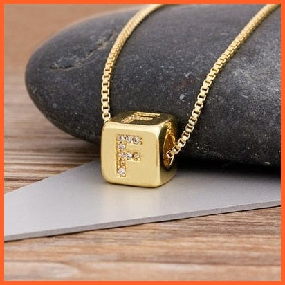 Gold Pendant Cube Initial 26 Letters Pendent Necklace | Best Gift For Women | whatagift.com.au.