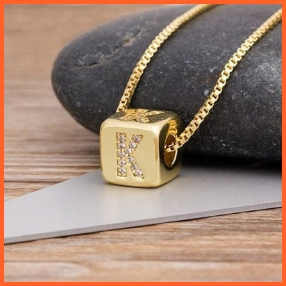 Gold Pendant Cube Initial 26 Letters Pendent Necklace | Best Gift For Women | whatagift.com.au.