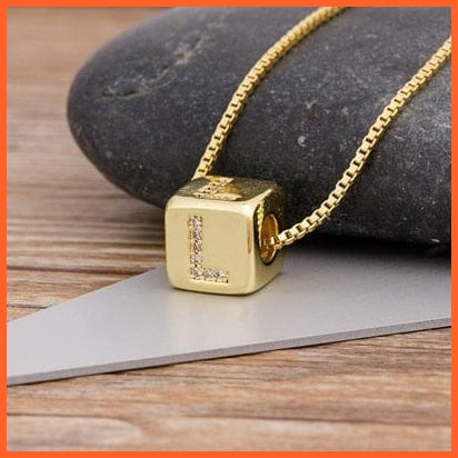 Gold Pendant Cube Initial 26 Letters Pendent Necklace | Best Gift For Women | whatagift.com.au.