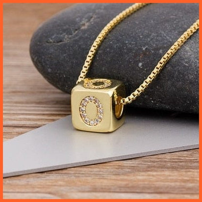 Gold Pendant Cube Initial 26 Letters Pendent Necklace | Best Gift For Women | whatagift.com.au.