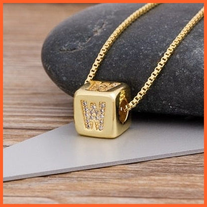 Gold Pendant Cube Initial 26 Letters Pendent Necklace | Best Gift For Women | whatagift.com.au.