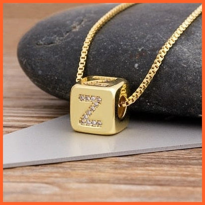 Gold Pendant Cube Initial 26 Letters Pendent Necklace | Best Gift For Women | whatagift.com.au.