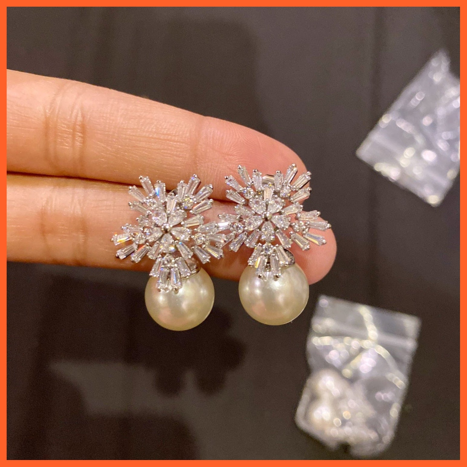 whatagift.com.au Pearl Earrings Fashion Snowflake Crystal Earrings For Women | Charm Zircon Jewellery