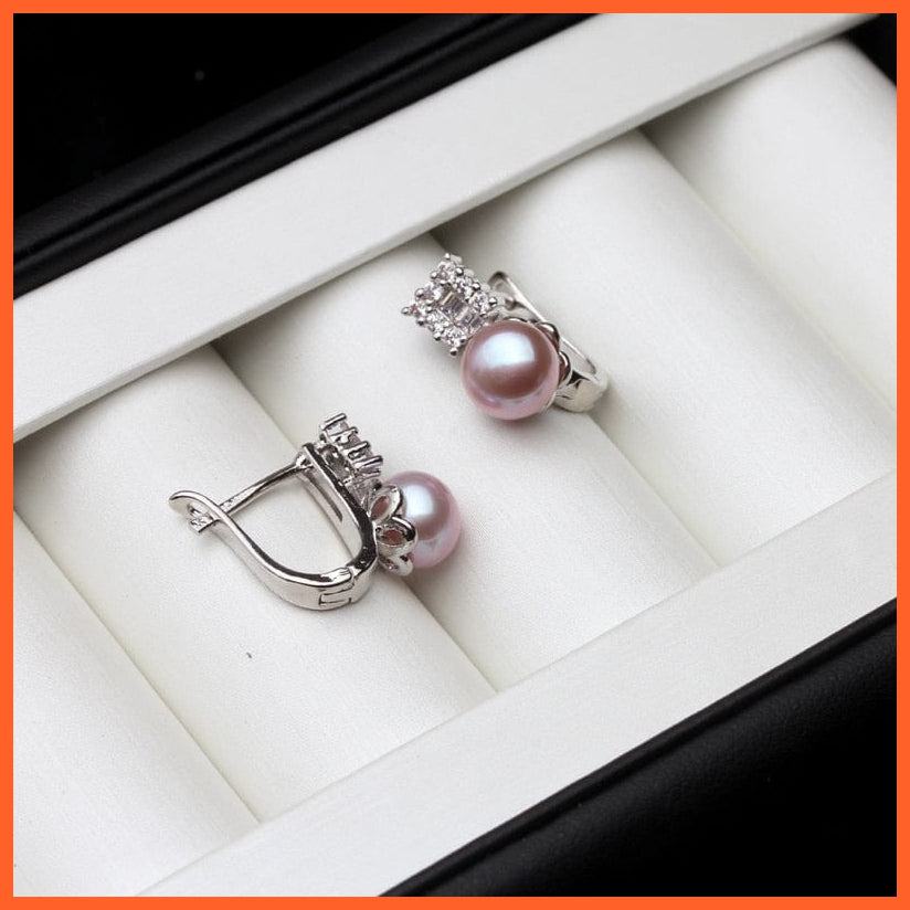 whatagift.com.au purple pearl earring Silver Earrings With Black Natural Freshwater Pearl