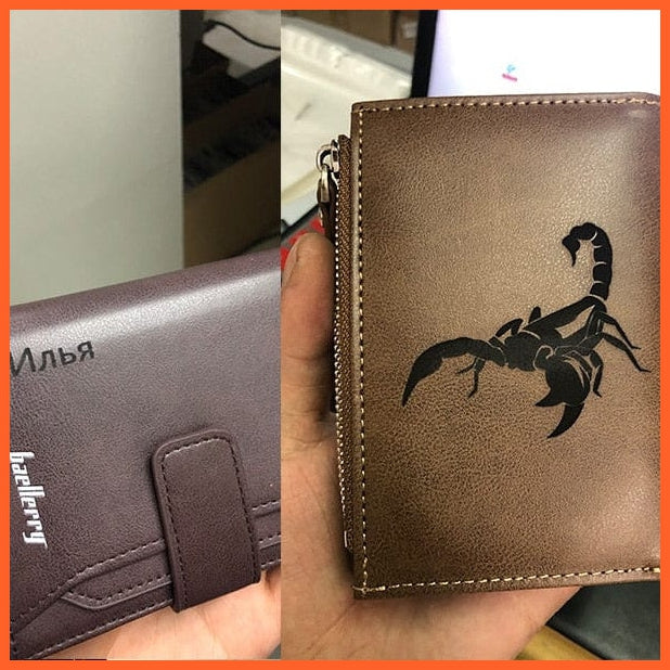 Gift for scorpio Handmade men's leather wallet with engraving Scorpio.