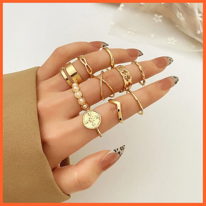 Vintage Gold Chain Rings Set For Women Girls | Irregular Thin Finger Rings | whatagift.com.au.