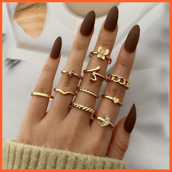 Vintage Gold Chain Rings Set For Women Girls | Irregular Thin Finger Rings | whatagift.com.au.