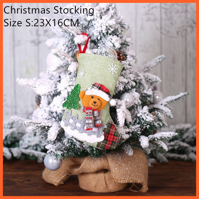whatagift.com.au S- bear Navidad Christmas Stocking Santa Sacks Gift Christmas Decorations for Home Candy Bag Hanging Xmas Tree Ornament New Year 2023