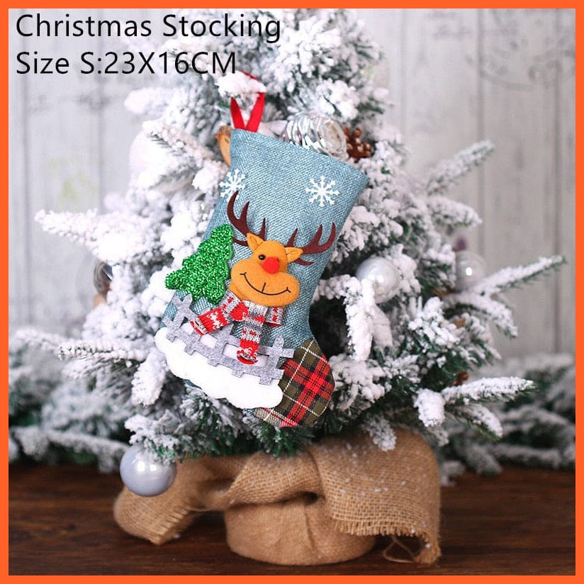 whatagift.com.au S- elk Navidad Christmas Stocking Santa Sacks Gift Christmas Decorations for Home Candy Bag Hanging Xmas Tree Ornament New Year 2023