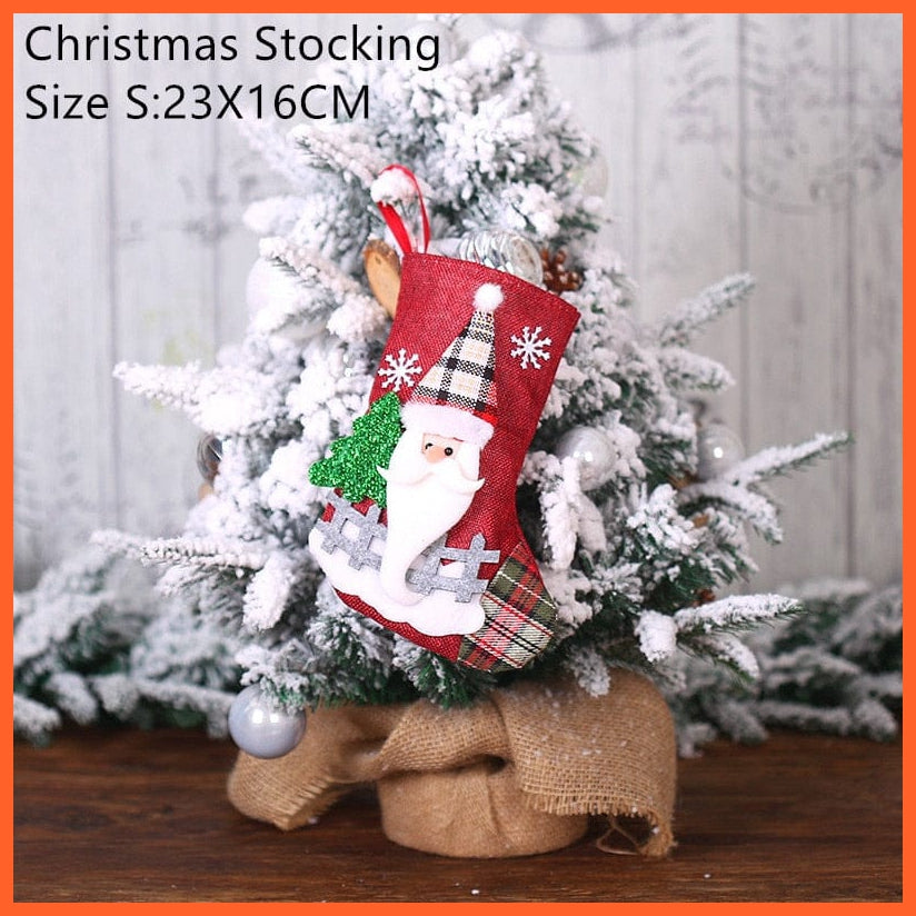whatagift.com.au S- santa claus Navidad Christmas Stocking Santa Sacks Gift Christmas Decorations for Home Candy Bag Hanging Xmas Tree Ornament New Year 2023
