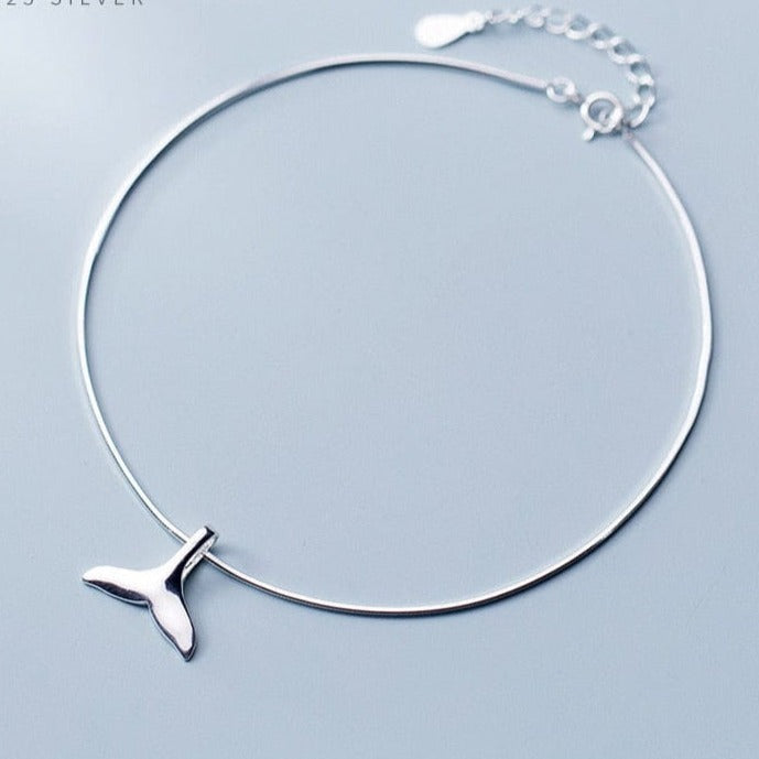 whatagift.com.au Simple 925 Sterling Silver Cute Mermaid Tail Anklet for Women