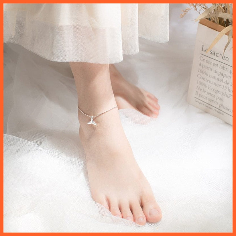 whatagift.com.au Simple 925 Sterling Silver Cute Mermaid Tail Anklet for Women