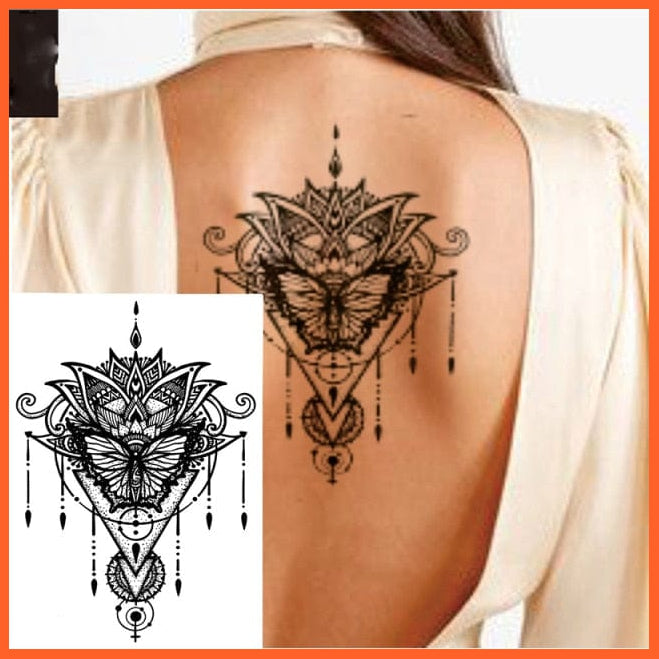 SJLS 1 Piece Under Boob Sternum Temporary Tattoo, Spiritual Symbols,Loutus  Pattern Body Art Sexy Waist Tattoo for Girl (Color : AL009) : :  Beauty & Personal Care