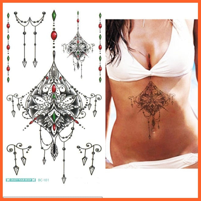 1Piece Temp Body Art Lower Back Temporary Tattoos | Fantasy Fake Tattoo For Women Girls Butterfly Flower Waterproof Stickers | whatagift.com.au.