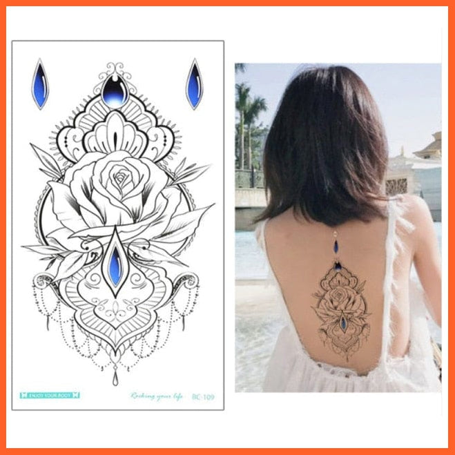 1Piece Temp Body Art Lower Back Temporary Tattoos | Fantasy Fake Tattoo For Women Girls Butterfly Flower Waterproof Stickers | whatagift.com.au.