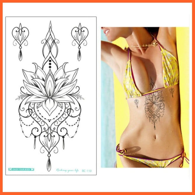 1Piece Temp Body Art Lower Back Temporary Tattoos | Fantasy Fake Tattoo For Women Girls Butterfly Flower Waterproof Stickers | whatagift.com.au.