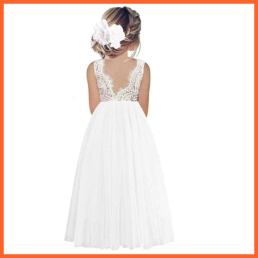whatagift.com.au White / 18M Girl Summer Princess Party Lace Dresses  For Wedding Birthday
