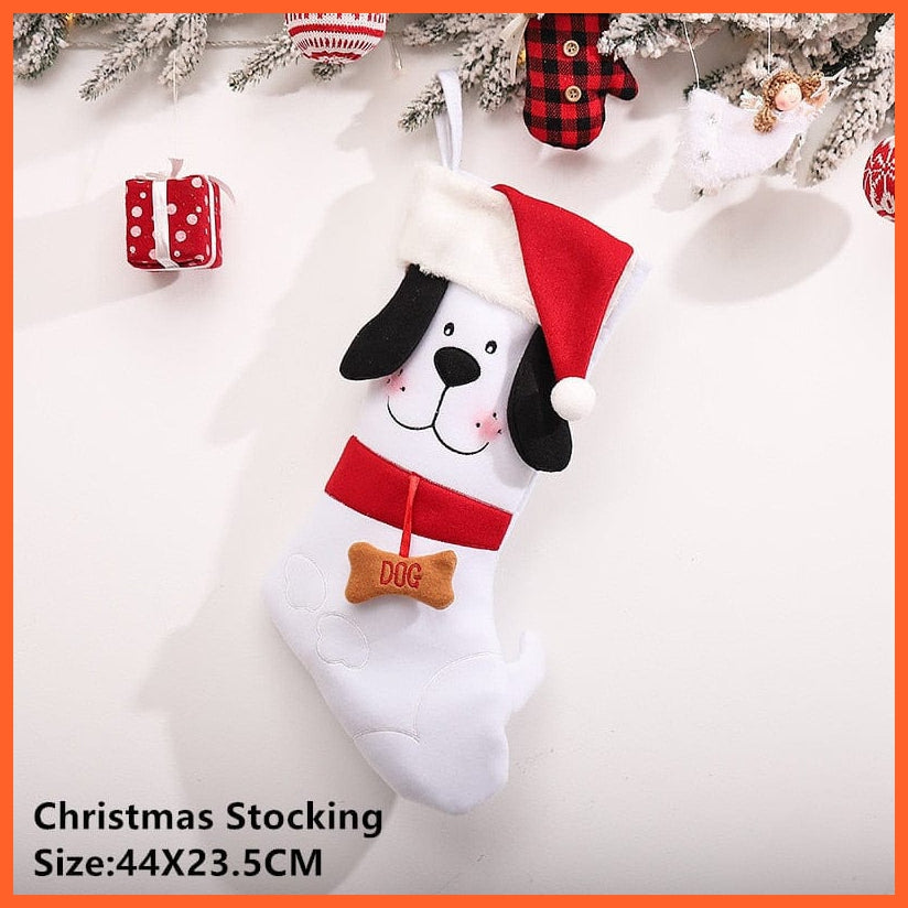 whatagift.com.au white dog Navidad Christmas Stocking Santa Sacks Gift Christmas Decorations for Home Candy Bag Hanging Xmas Tree Ornament New Year 2023