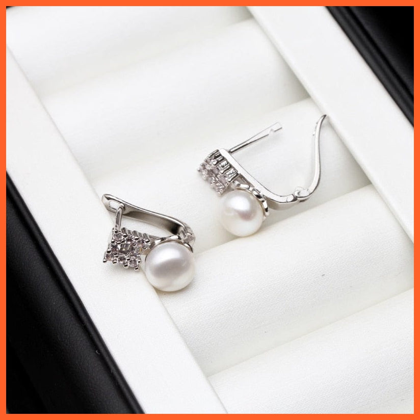 whatagift.com.au white pearl earring Silver Earrings With Black Natural Freshwater Pearl