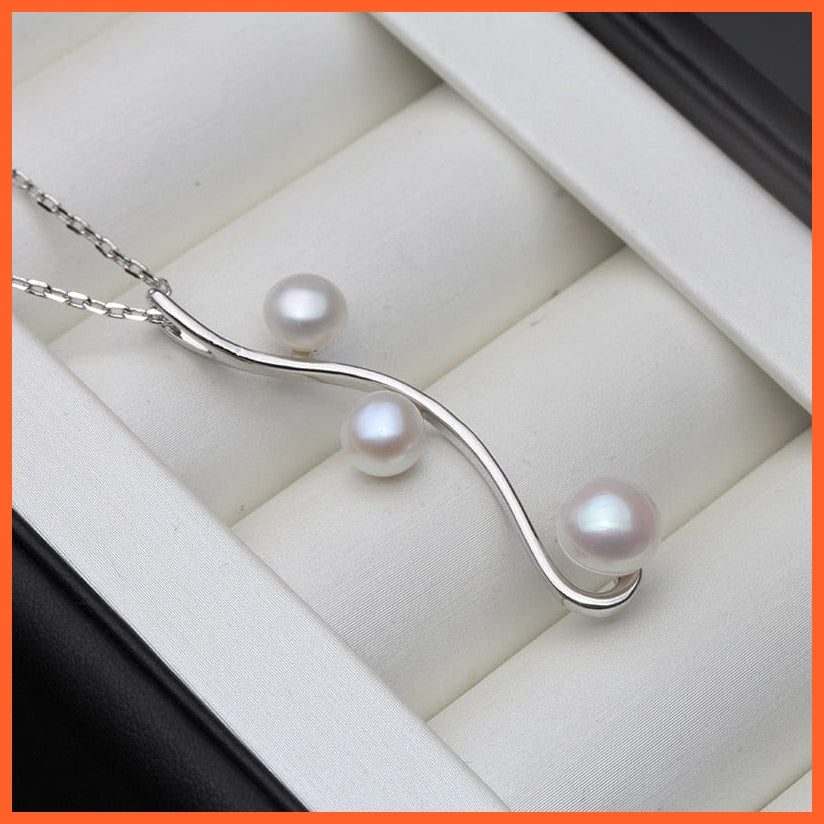 whatagift.com.au white pearl pendant Natural Freshwater 925 Silver Pearl Pendant For Women