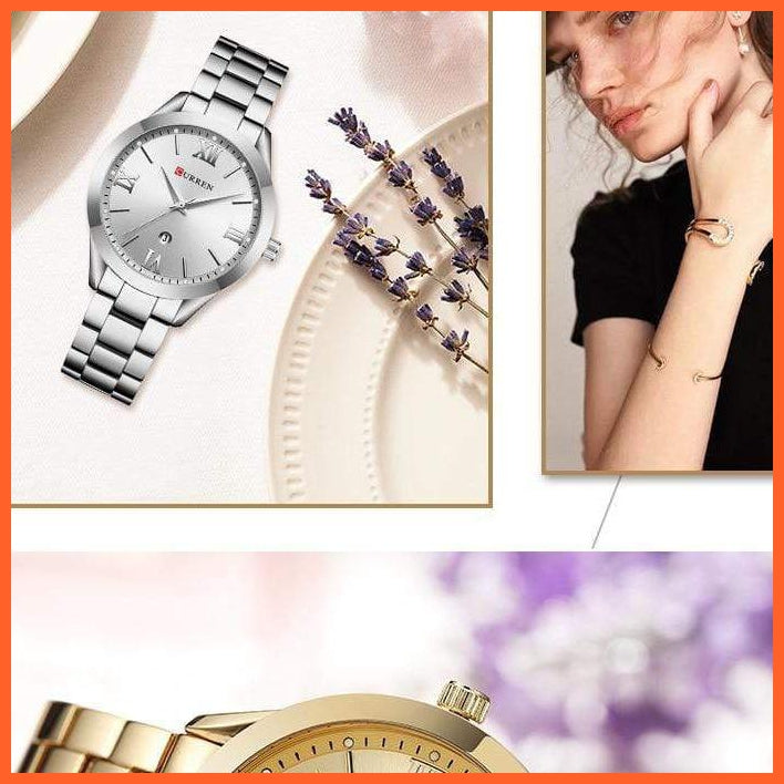 Women Gold Stainless Steel Watches | Fashion Gold Women Watches Stainless Steel Ultra Thin Romantic Quartz Watches | whatagift.com.au.