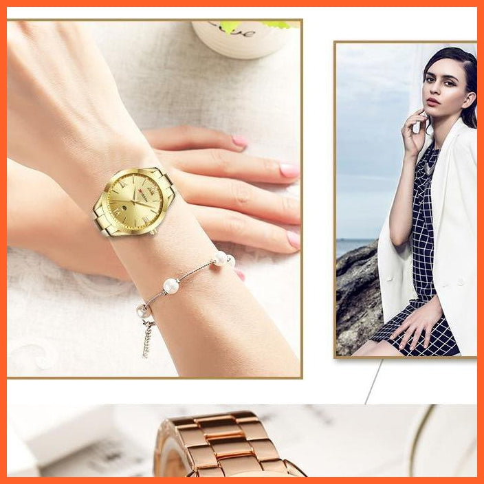 Women Gold Stainless Steel Watches | Fashion Gold Women Watches Stainless Steel Ultra Thin Romantic Quartz Watches | whatagift.com.au.