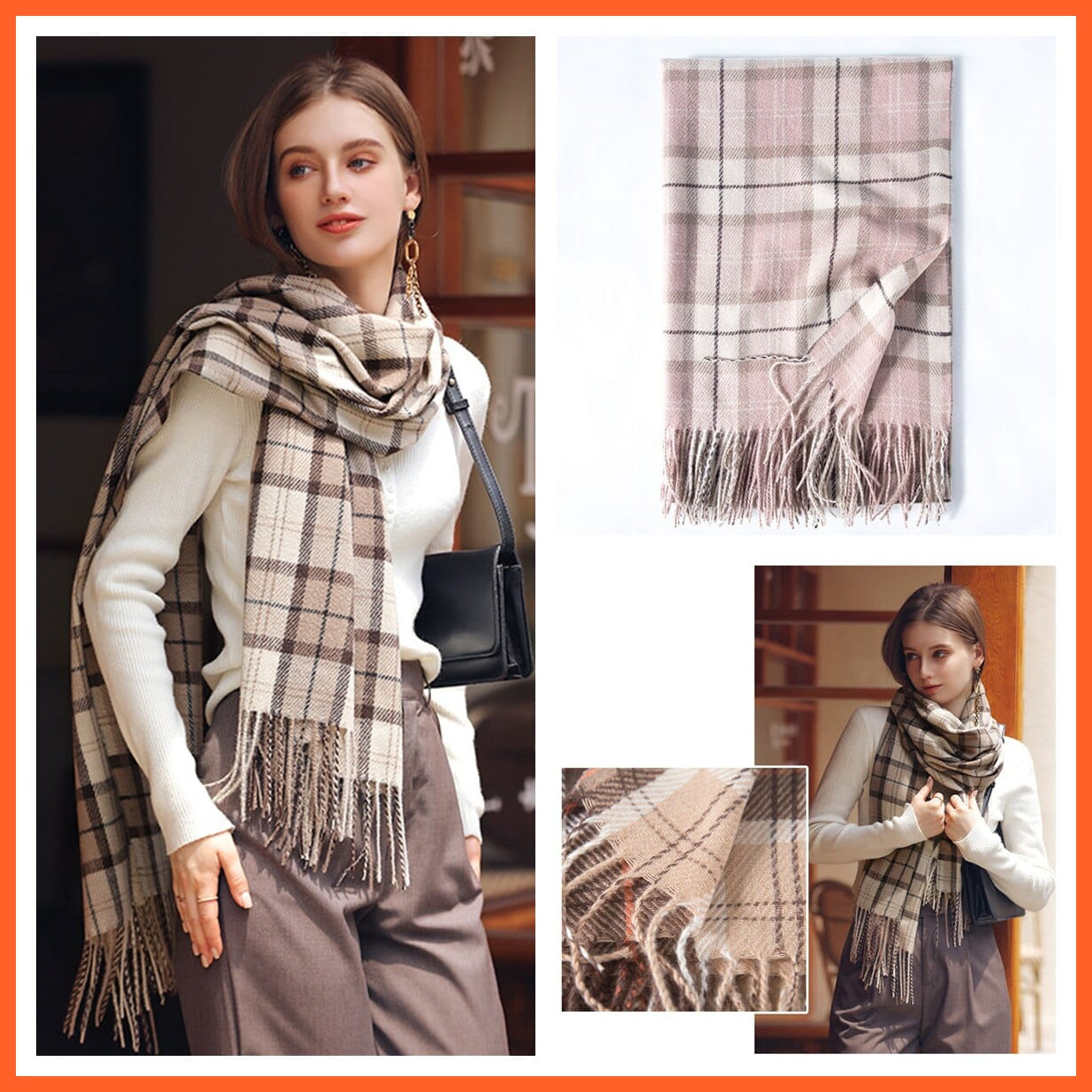 whatagift.com.au Women's Scarf 71-pink Women's Winter Scarf | Cashmere Muffler | Classic Plaid Shawl Soft Wraps