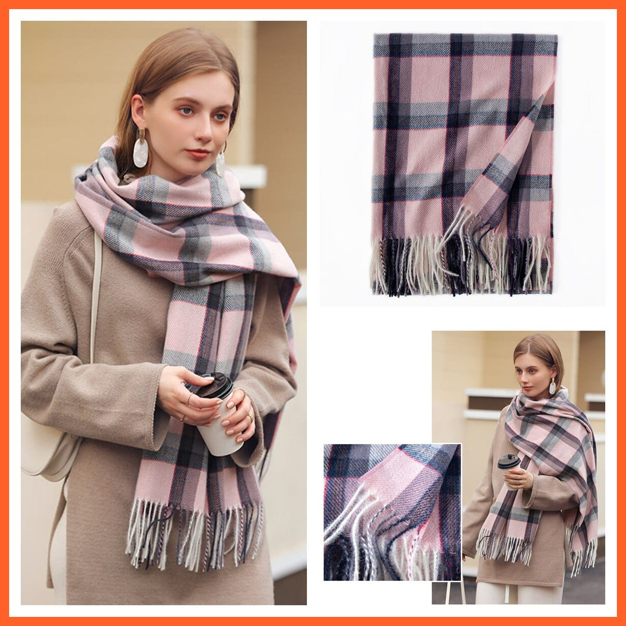 whatagift.com.au Women's Scarf 73-pink Women's Winter Scarf | Cashmere Muffler | Classic Plaid Shawl Soft Wraps