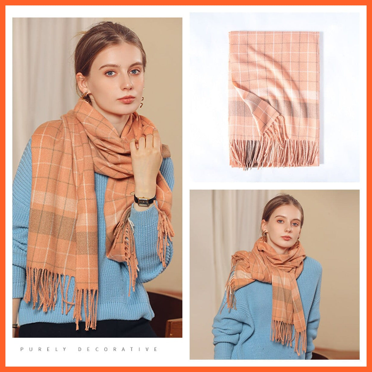 whatagift.com.au Women's Scarf Women's Winter Scarf | Cashmere Muffler | Classic Plaid Shawl Soft Wraps