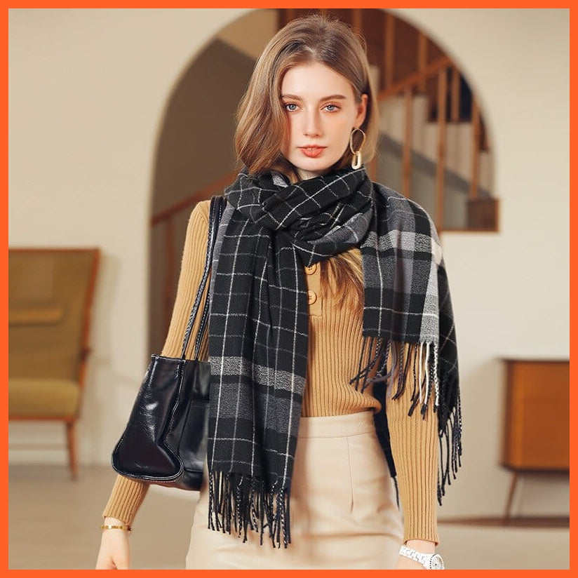 whatagift.com.au Women's Scarf Women's Winter Scarf | Cashmere Muffler Classic Plaid Shawl Soft Wraps