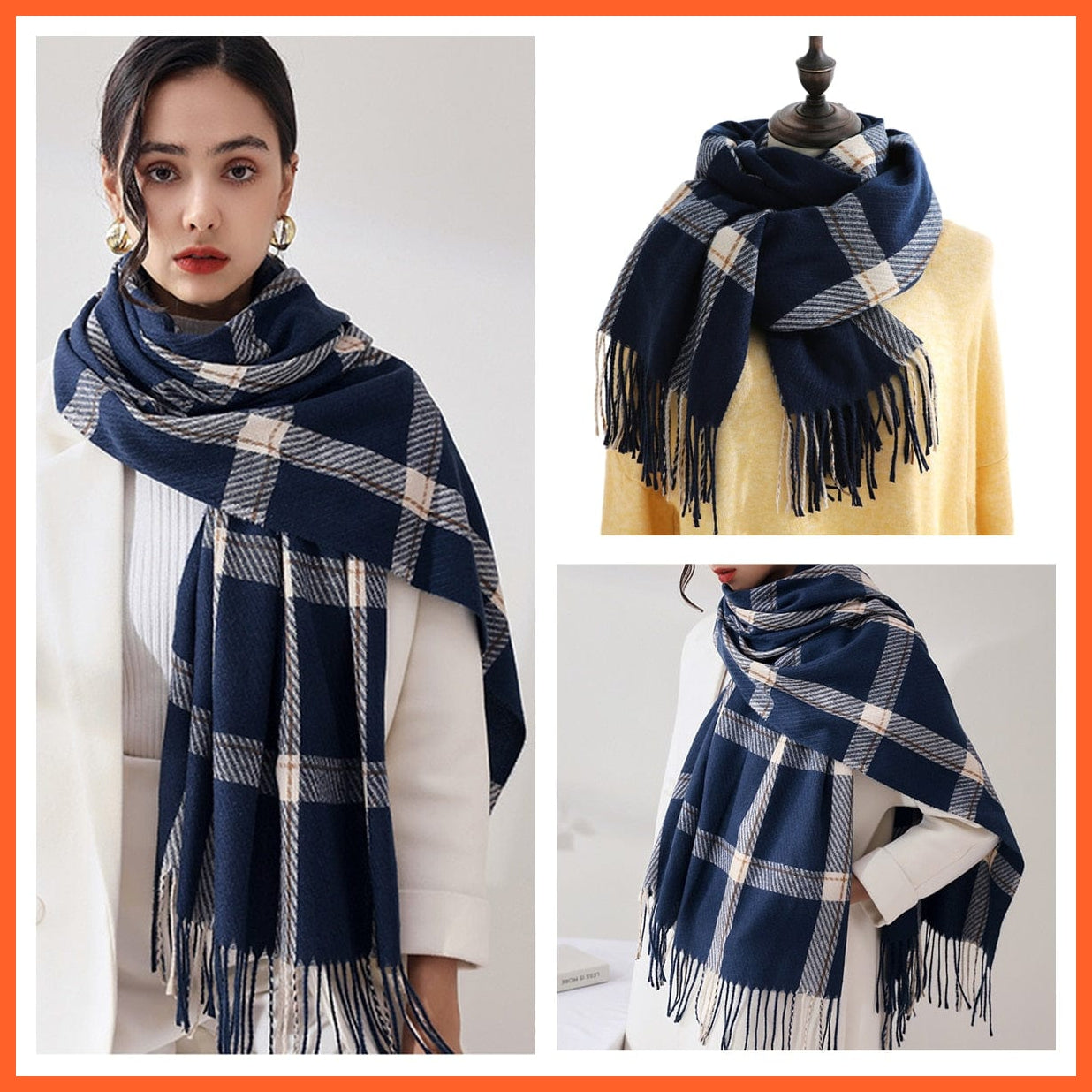 whatagift.com.au Women's Scarf Women Winter Scarf Cashmere Feeling Muffler | Classic Plaid Shawl Wrap